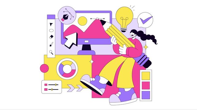 Animation of Graphic Designer Vector Illustration