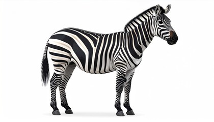 Obraz premium Digital illustration of a zebra, side view, black and white stripes, on a white background