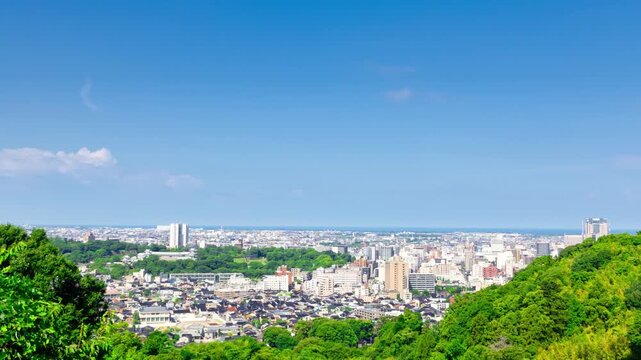 金沢市・金沢城 兼六園そして日本海を望むタイムラプス