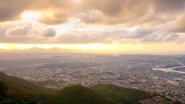 福岡県・皿倉山から望む夕景 タイムラプス