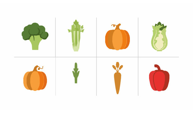 Vegetable icon set flat vector collection healthy food