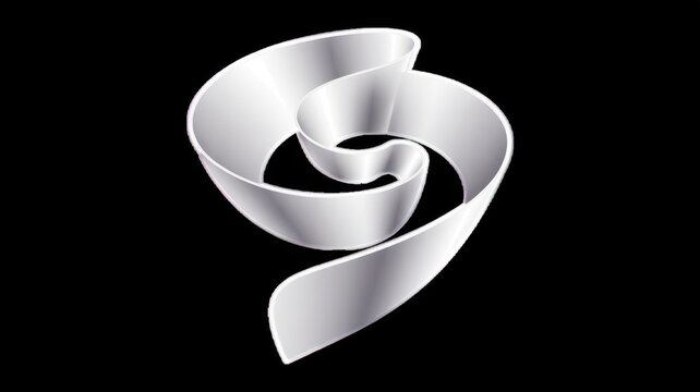 3d silver ribbon3D silver ribbon, smooth metallic ribbon with elegant flowing curves and realistic folds, reflective silver surface with soft highlights and subtle shadows, glossy finish creating a pr