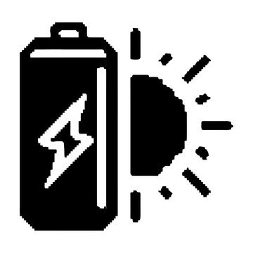 Vector of a battery icon with a lightning bolt symbol and a flashlight