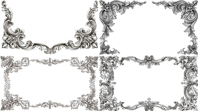 Vintage baroque vector frame with ornate corners
