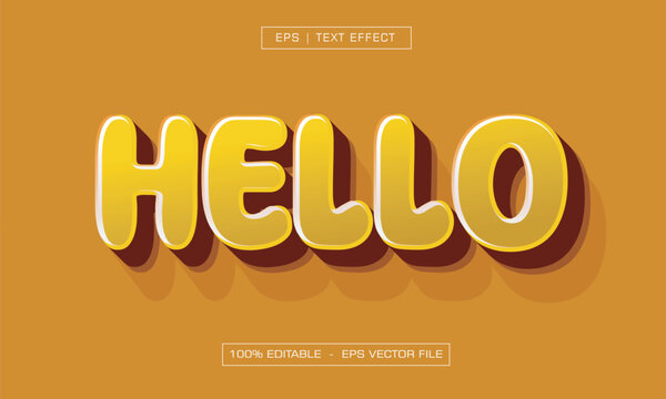 3D Yellow Rounded Cartoon Style Editable Text Effect