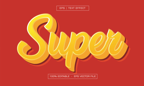 3D Yellow Script Cartoon Style Editable Text Effect