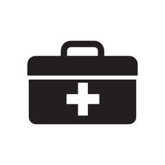 Obraz premium First Aid Box Silhouette, Medical Emergency Vector Illustration