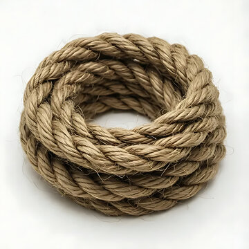 paracord rope loosely coiled isolated on white background