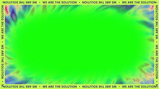 Bright green background with we are the solution text