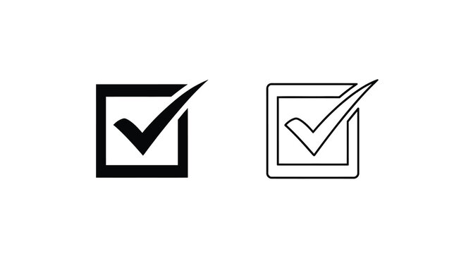 Two checkmark icons one filled one outline depicting completion