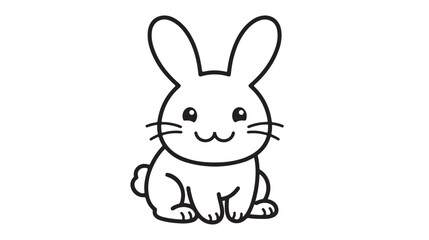 Obraz premium Charming cartoon rabbit line art illustration, a delightful depiction of a cute bunny ideal for children's designs, playful branding, or educational materials