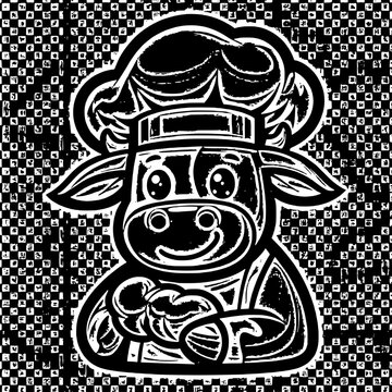 black and white cheff dog 