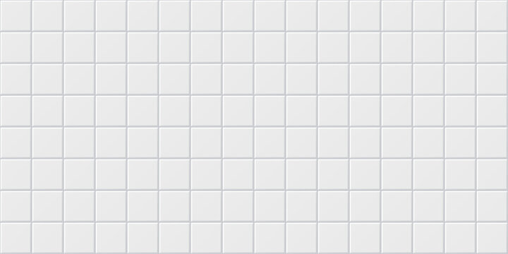 White square ceramic tile seamless pattern background, vector bathroom toilet and kitchen floor or wall. White ceramic tile pattern background with realistic texture of glossy or matte surface