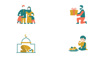 Fototapeta premium Muslims celebrate eid al-adha with family, gifts, prayer