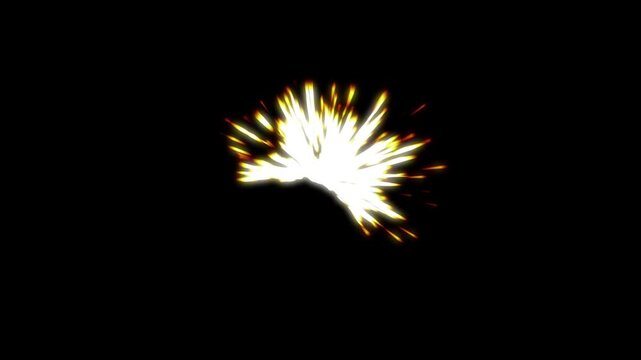 Anime hit impact effects with spark explosion animation, 4k animated punch burst for fight scene overlays, motion graphics, action videos, and video editing, sparks, colorful, cartoon hit effects, 4k
