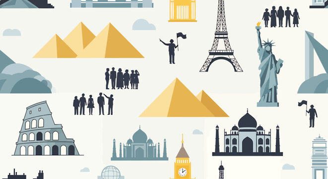 Famous landmarks and tourist attractions.