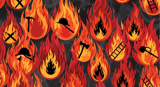 Flames with fire tools burning.