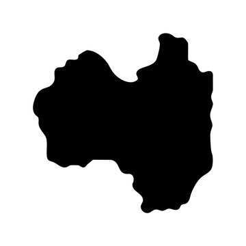 Detailed black silhouette outline of the Republic of Burundi map