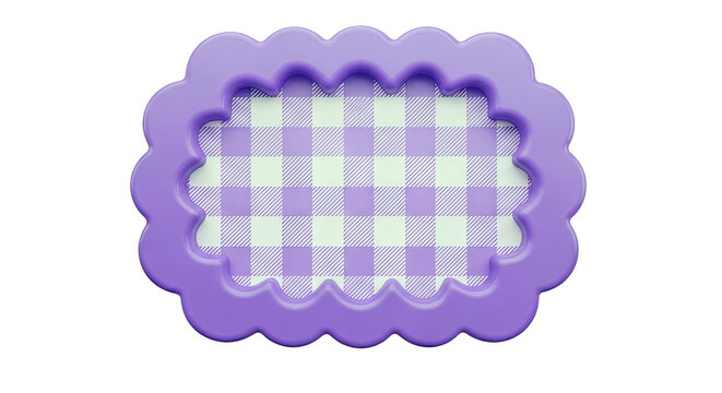 Purple Scalloped Frame with Gingham Pattern