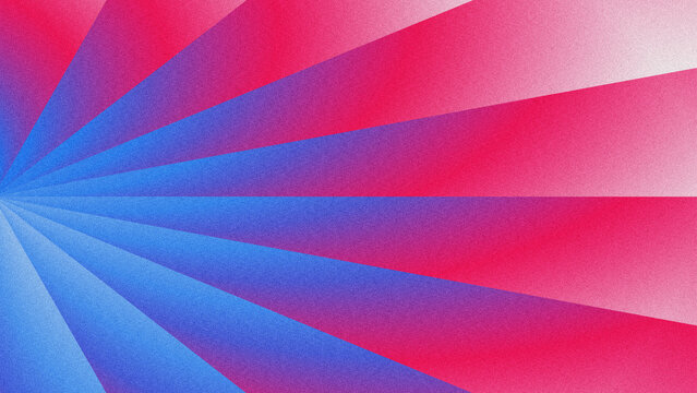 Vibrant abstract sunburst background with smooth blue-to-red gradient, retro grainy noise texture, and dynamic radial lines.