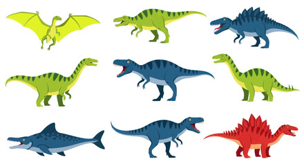 Cartoon Dinosaur Collection: Pterodactyl, T-Rex, Stegosaurus, Brontosaurus © Kali