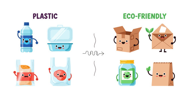 Making responsible choices A cheerful comparison of everyday plastic packaging and sustainable, eco-friendly alternatives