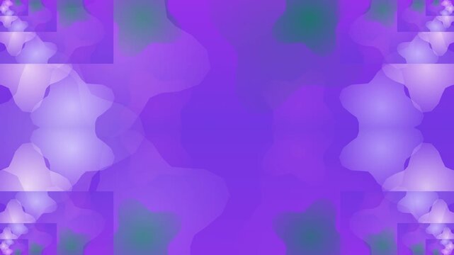 Vibrant purple abstract design with symmetrical floral patterns and soft green accents