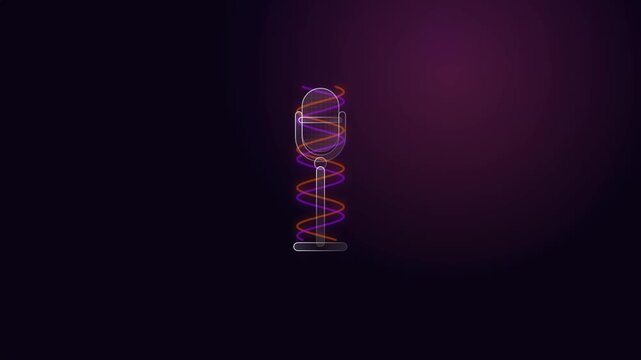 Abstract 3D Glassmorphism Microphone and Glowing Audio Equalizer Podcast Logo Reveal