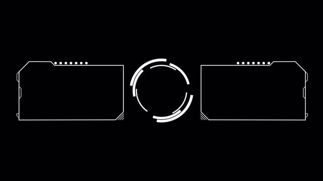Futuristic HUD YouTube End Screen with Dual Side Panels and Central Circular Ring, Transparent Background, Subscribe Button, Thank You for Watching, 4K