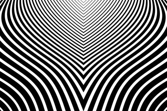 Black and White Lines Symmetrical Pattern. Abstract Textured Striped Background. 