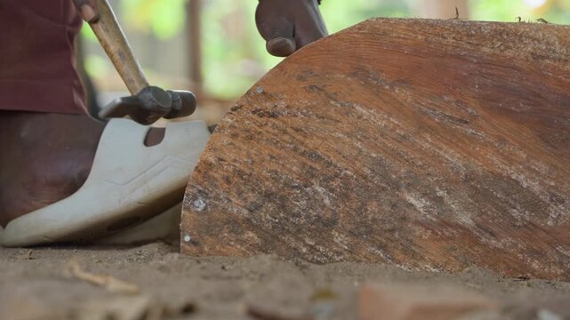 Farmhouse woodworking skills. Manual woodworking techniques in countryside settings. Traditional carpentry methods applied by artisans skilled in manual timber joinery in rural landscapes