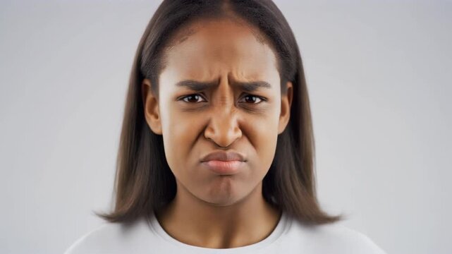 Woman with different facial expressions.