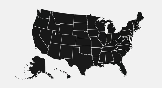 The map of the United States displays all states in black on a white background.