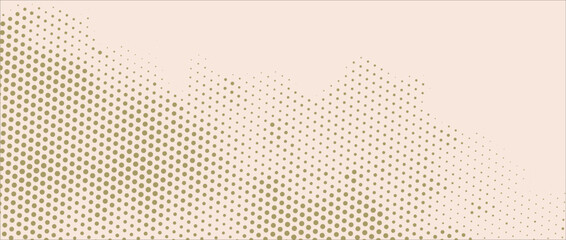 Beige color halftone grain texture. Faded dotted gradient pattern background. Pixelated cartoon overlay backdrop. Raster comic pop art gradation wallpaper. Vanishing khaki wavy noise cover. eps 10 © ALIJABAH