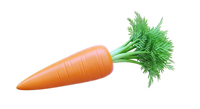 Single Orange Carrot with Green Fronds