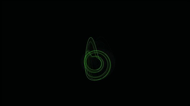 Luminous Green Swirls: Abstract Chaotic Attractor on Black Canvas