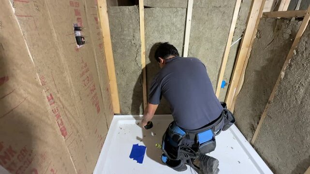 Shimming walls in shower area