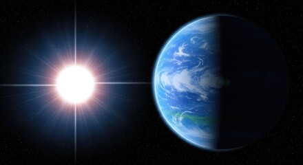 Obraz premium Earth and sun in space