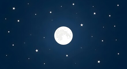 Naklejka premium Full moon in a starry night sky with white stars