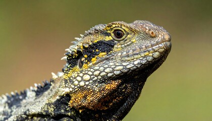 Obraz premium Close-up view of a reptile?s head, showcasing intricate scales and eye detail