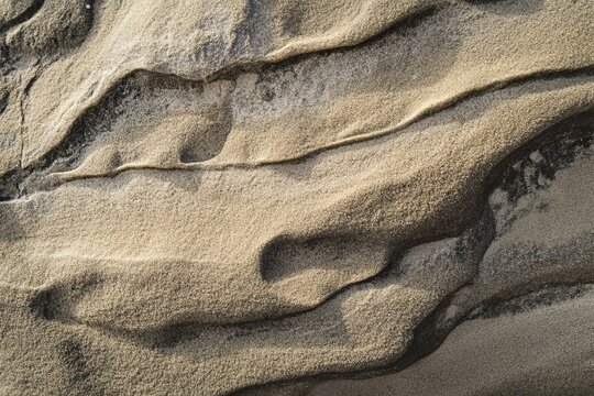 Patterns formed by sand on the beach during daytime with soft light in the background