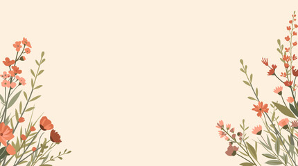 Fototapeta premium A stylized floral pattern featuring orange flowers and green leaves on a beige background, perfect for use in design and decoration.
