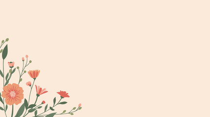 Fototapeta premium A colorful and modern illustration of a flower with green leaves on a soft background, conveying a sense of serenity and growth.