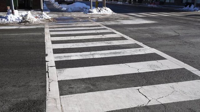 Zebra Crossing at Intersection in Downtown Oshawa Ontario Canada
