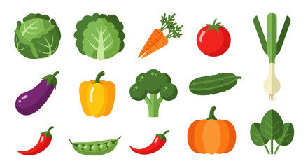 Fototapeta premium Vegetable assortment illustration on white background for culinary and design