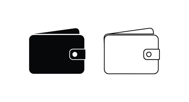 black and white wallet icon Vector