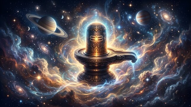 Ancient Shiva Linga with Majestic Background, made by Ai