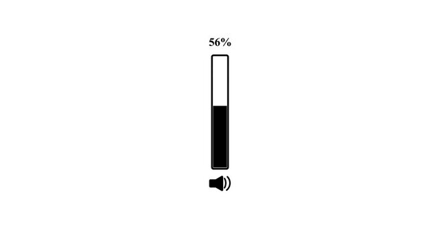 sound volume 0% and 100% slider animation on white background, volume slider control panel animated with alpha channel.