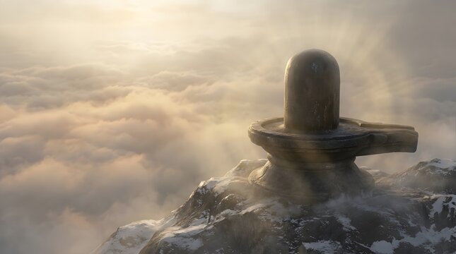 Ancient Shiva Linga with Majestic Background, made by Ai