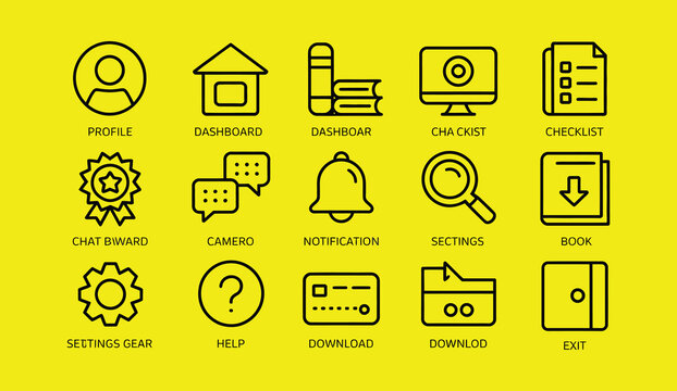 Education platform dashboard icons, online learning interface, student analytics, course tracking, assignment notifications, vector set for e-learning, learning management system and digital classroom